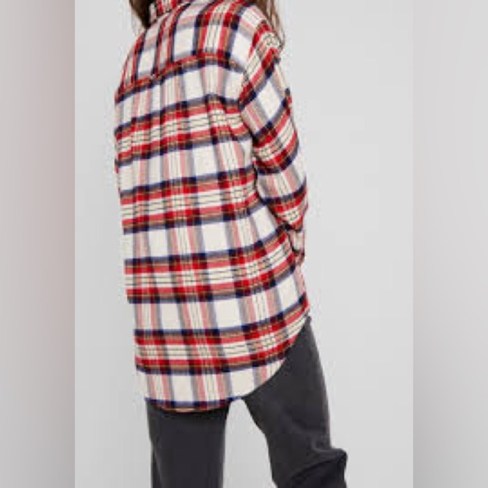 332-Levi’s Plaid Flannel Shacket Button Front Red Multi-Color - Picture 2 of 9